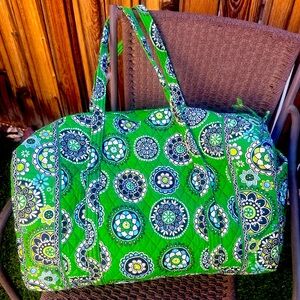 Vera Bradley Green and Blue Quilted Paisley Patterned Duffle Bag